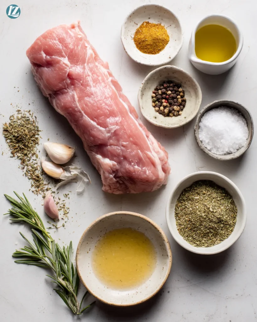 Roasted Pork Tenderloin Recipe That Saves Dinner 2 Roasted Pork Tenderloin ingredients overhead view
