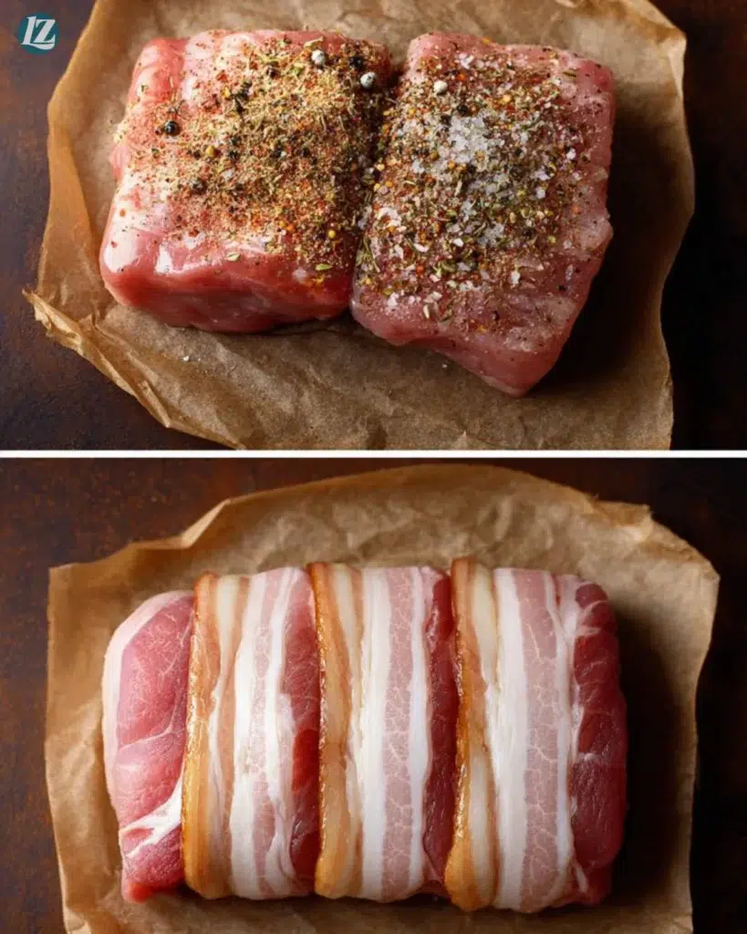 Bacon Wrapped Pork Tenderloin Recipe for Crispy Juicy Flavor 3 Step-by-step Bacon Wrapped Pork Tenderloin cooking collage