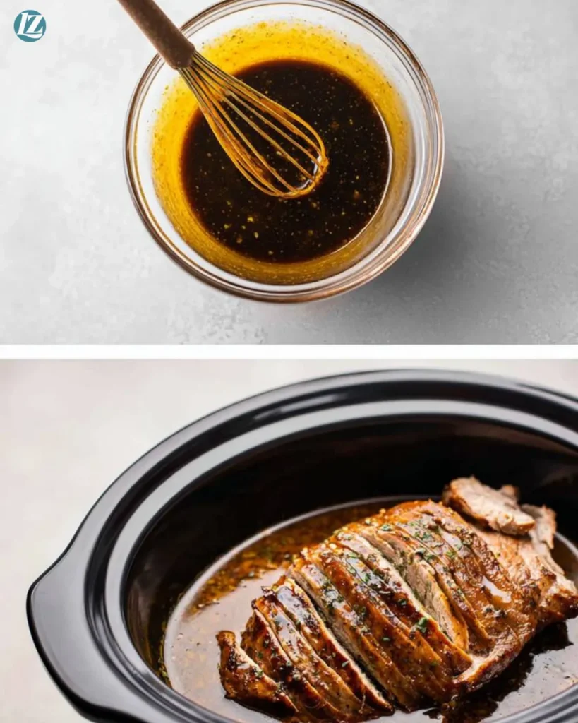 Crockpot Balsamic Pork Tenderloin Recipe for Busy Nights 2 Step by step Crockpot Balsamic Pork Tenderloin cooking collage 132