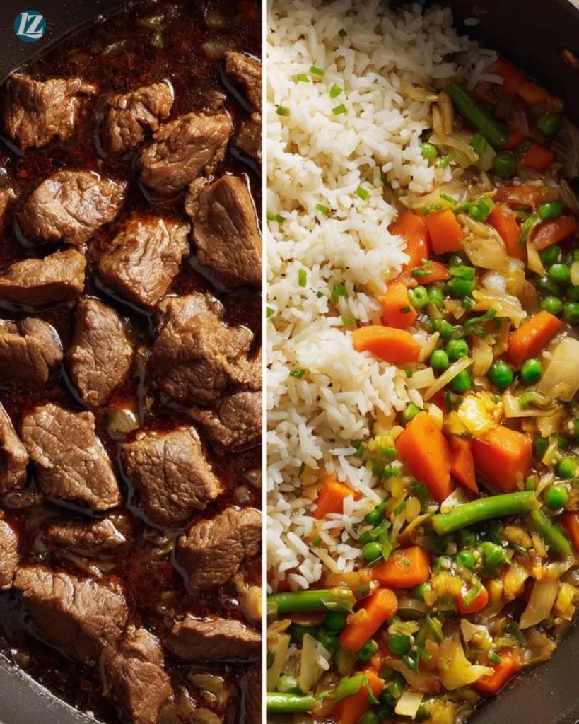 Ground Beef and Rice Skillet Recipe for Quick Weeknight Comfort 3 Step-by-step Ground Beef and Rice Skillet cooking collage