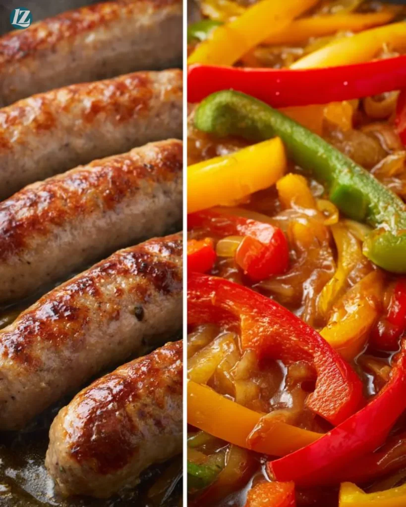 One Pan Sausage and Peppers Recipe for Easy Weeknight Flavor 3 Step-by-step One Pan Sausage and Peppers collage