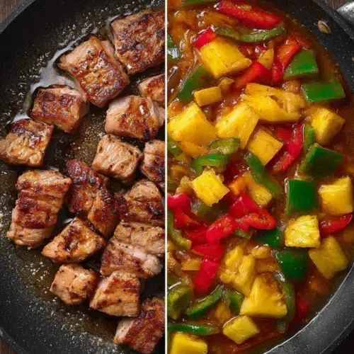 Step-by-step Sweet and Sour Pork Tenderloin cooking collage