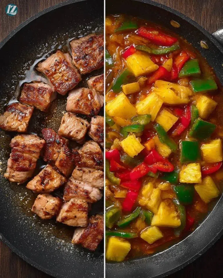 Step-by-step Sweet and Sour Pork Tenderloin cooking collage
