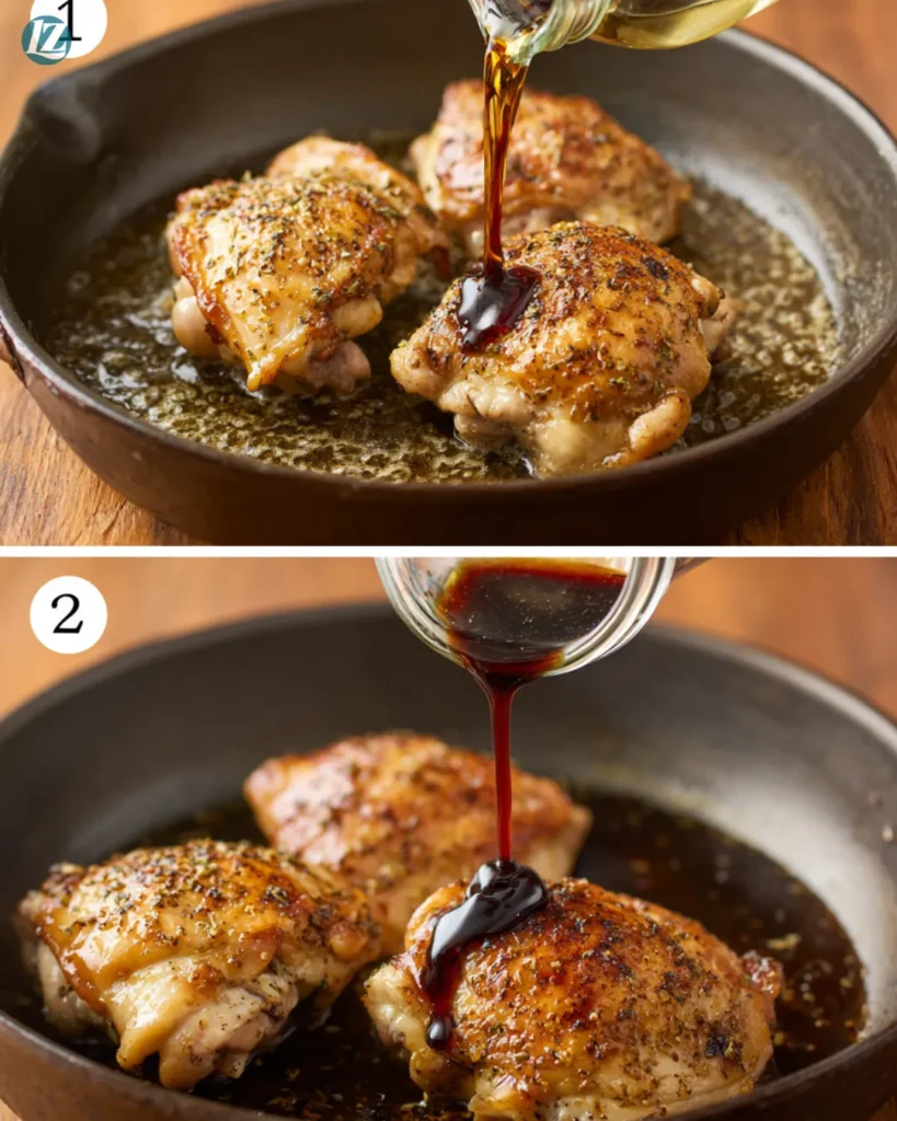 Balsamic Glazed Chicken Thighs Recipe for Easy Weeknight Dinners 3 Step-by-step making Balsamic Glazed Chicken Thighs