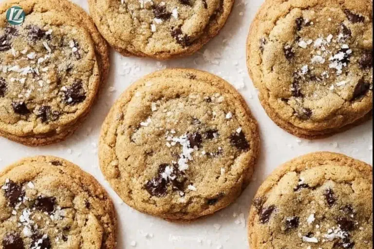 Freshly baked vegan chocolate chip cookies on a cooling rack