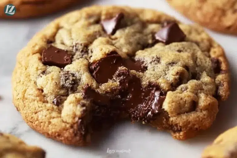 A plate of freshly baked chewy chocolate chip cookies.