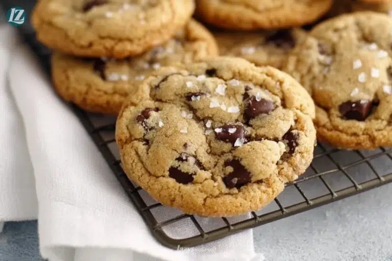 Delicious gluten free chocolate chip cookies on a wooden plate