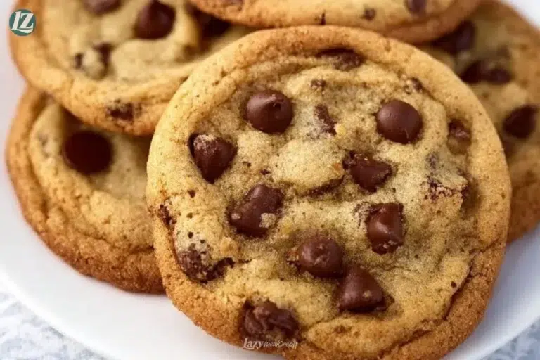 Freshly baked brown butter chocolate chip cookies on a cooling rack.