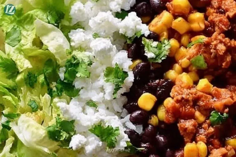 Delicious Chipotle style taco bowls topped with fresh ingredients