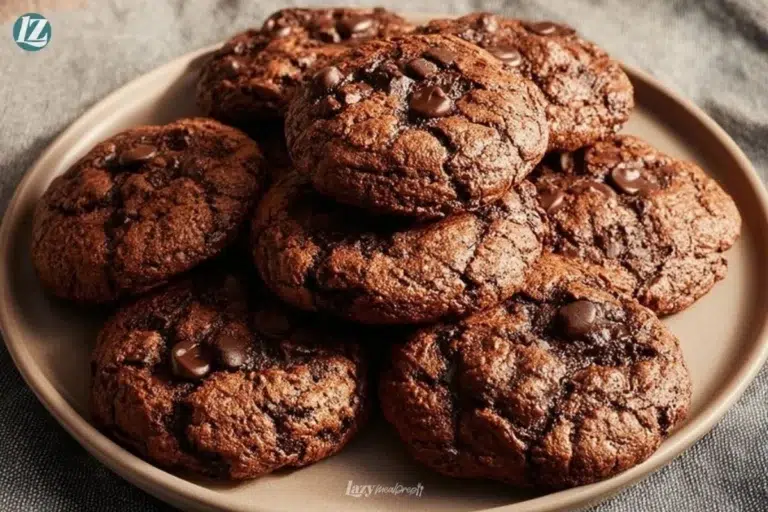 Delicious Chocolate Oatmeal Chip Cookies on a wooden plate