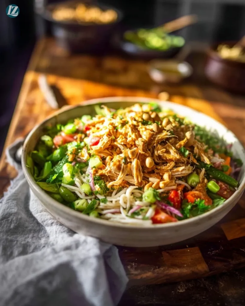 Cold Chicken Noodle Salad with Peanut Dressing