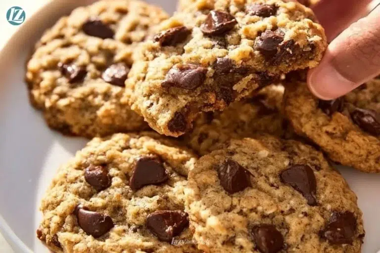 High protein oatmeal chocolate chip cookies on a plate