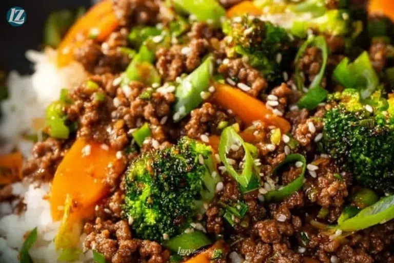 Delicious meal prep ground beef teriyaki served with rice and vegetables