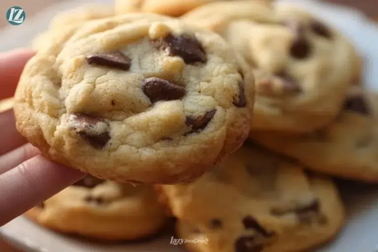 Freshly baked perfect chocolate chip cookies on a cooling rack.