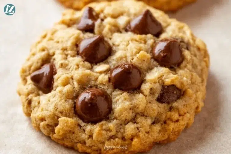 Delicious quick easy oatmeal chocolate chip cookies on a plate