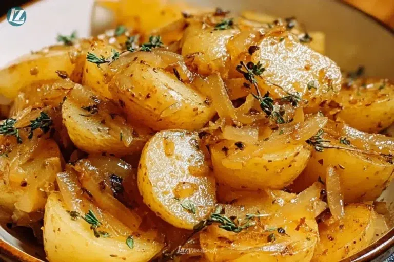 Savory Slow Cooker Lipton Onion Potatoes served in a dish
