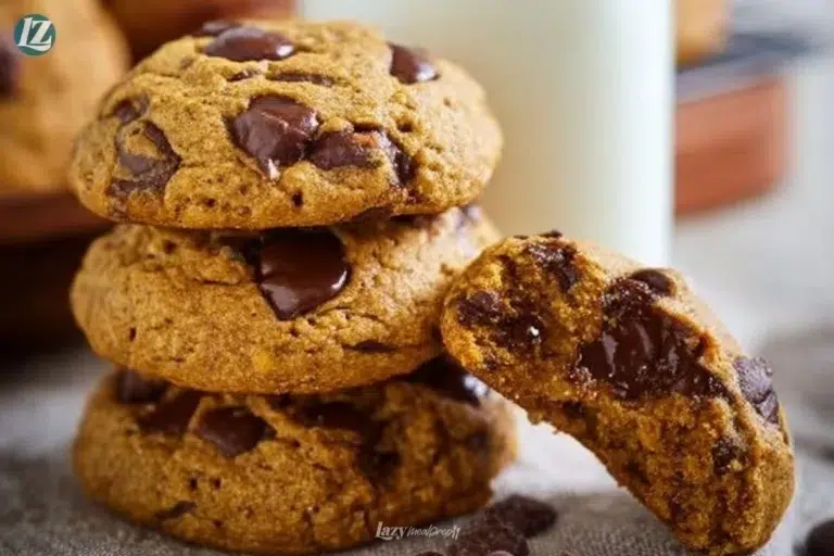 Soft pumpkin chocolate chip cookies with chocolate chips and warm spices