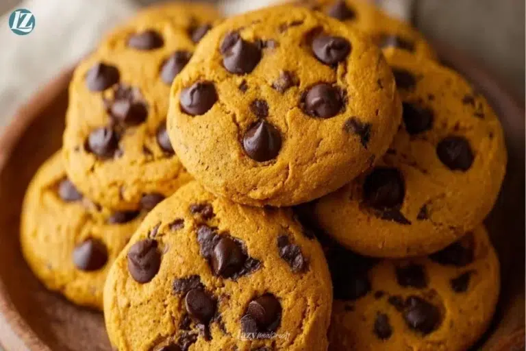 Spiced pumpkin chocolate chip cookies with chocolate chunks and pumpkin spices