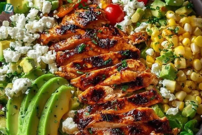 Colorful Street Corn Chicken Bowl Meal Prep with fresh ingredients