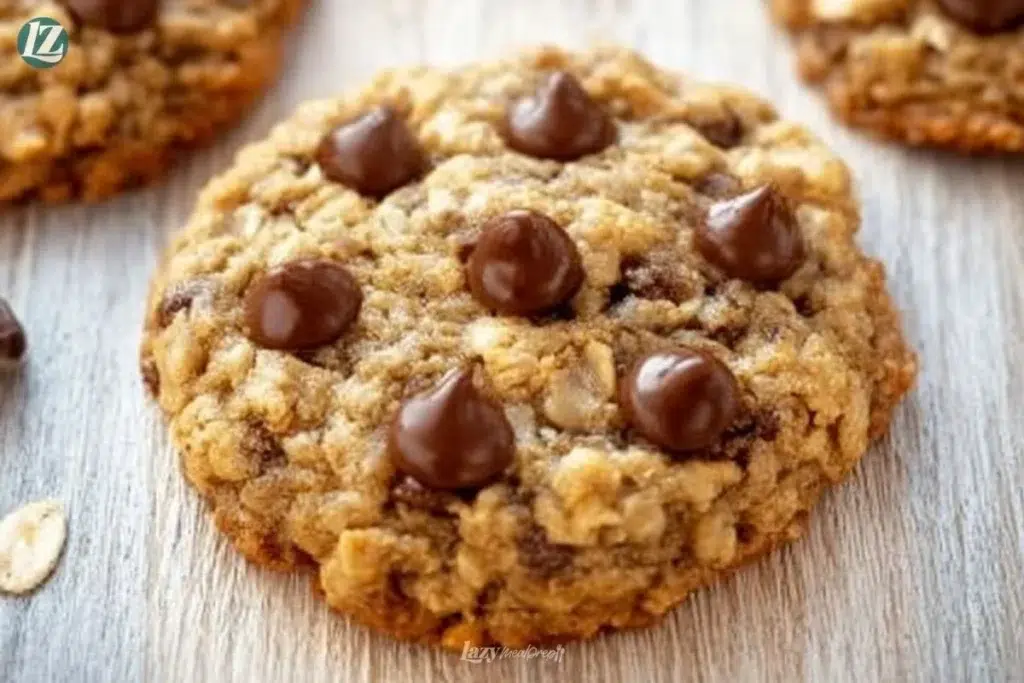 Delicious oatmeal chocolate chip cookies fresh out of the oven