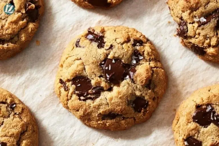 Vegan peanut butter chocolate chip cookies on a plate