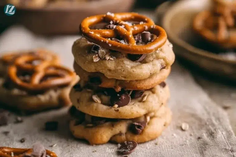 Vegan Pretzel Chocolate Chip Cookies on a plate, a plant-based delight.