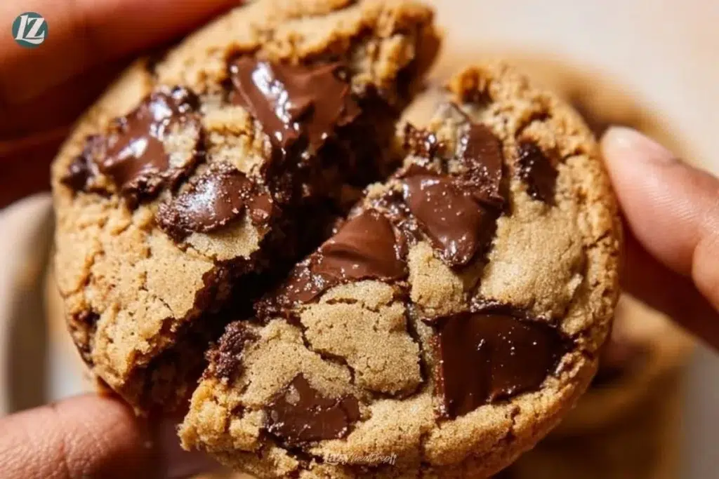 Vegan tahini chocolate chip cookies arranged on a plate