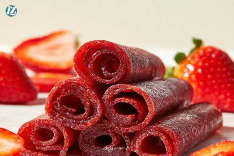 Homemade strawberry fruit roll-ups made with three simple ingredients.