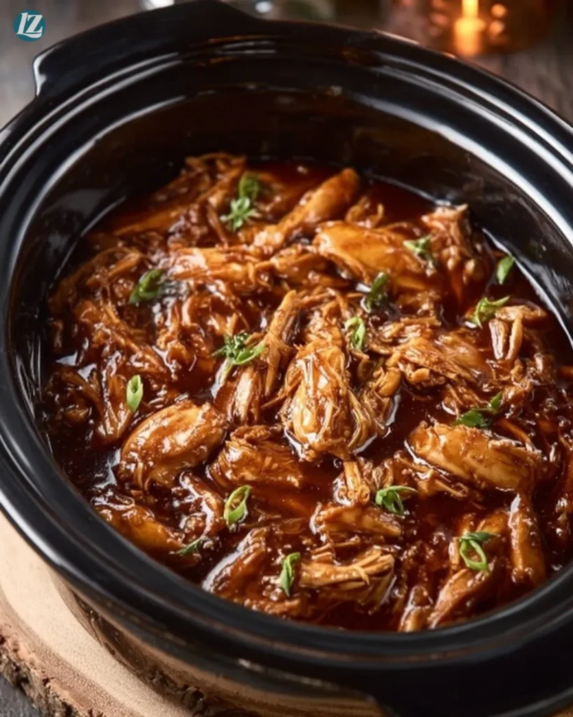 Easy Delicious Bourbon Chicken served with rice and vegetables.