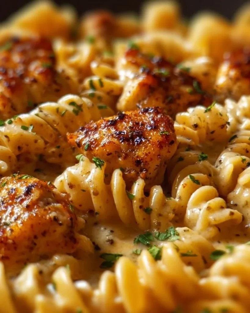 easy Cheesy Cajun Garlic Chicken Rotini Skillet
