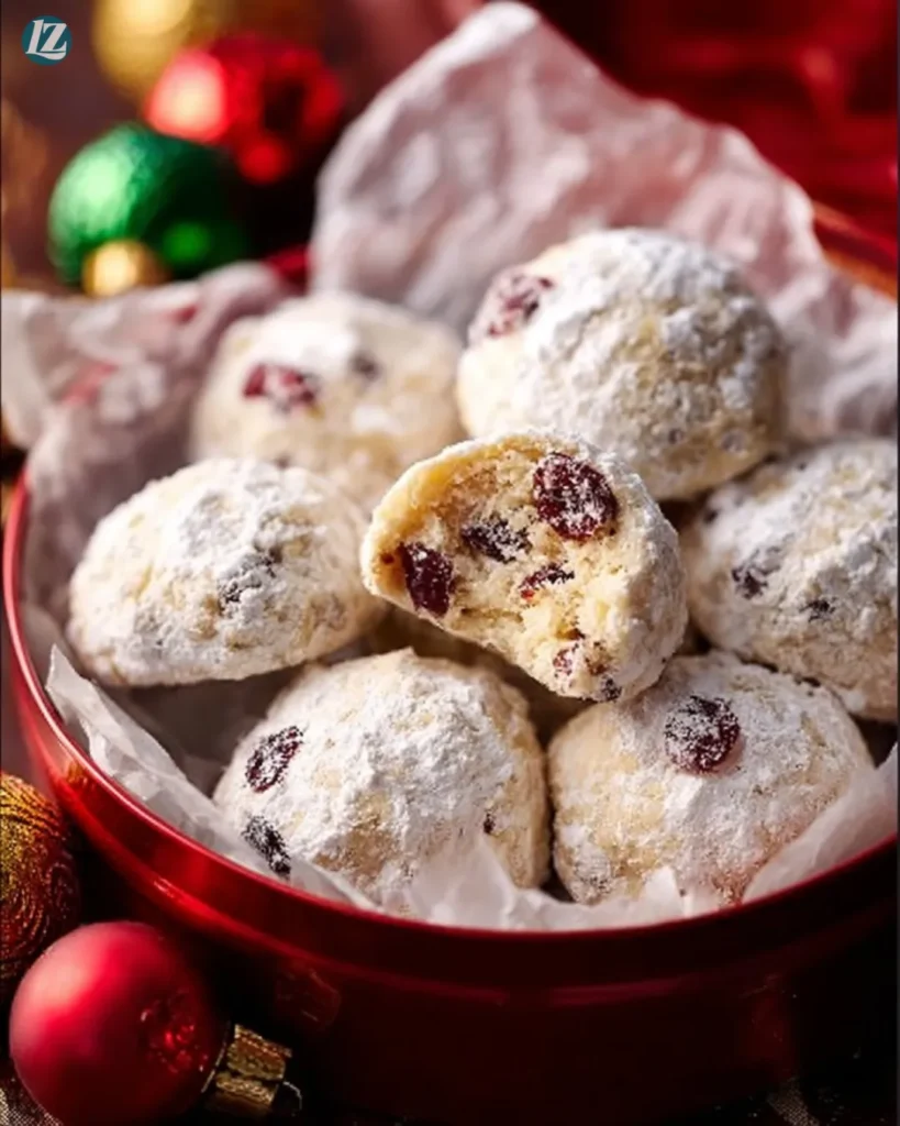 easy Cranberry Orange Snowball Cookies