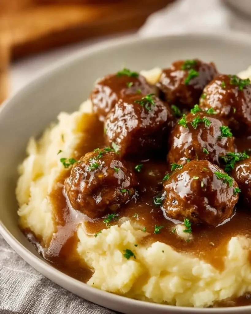 easy Slow Cooker Salisbury Steak Meatballs