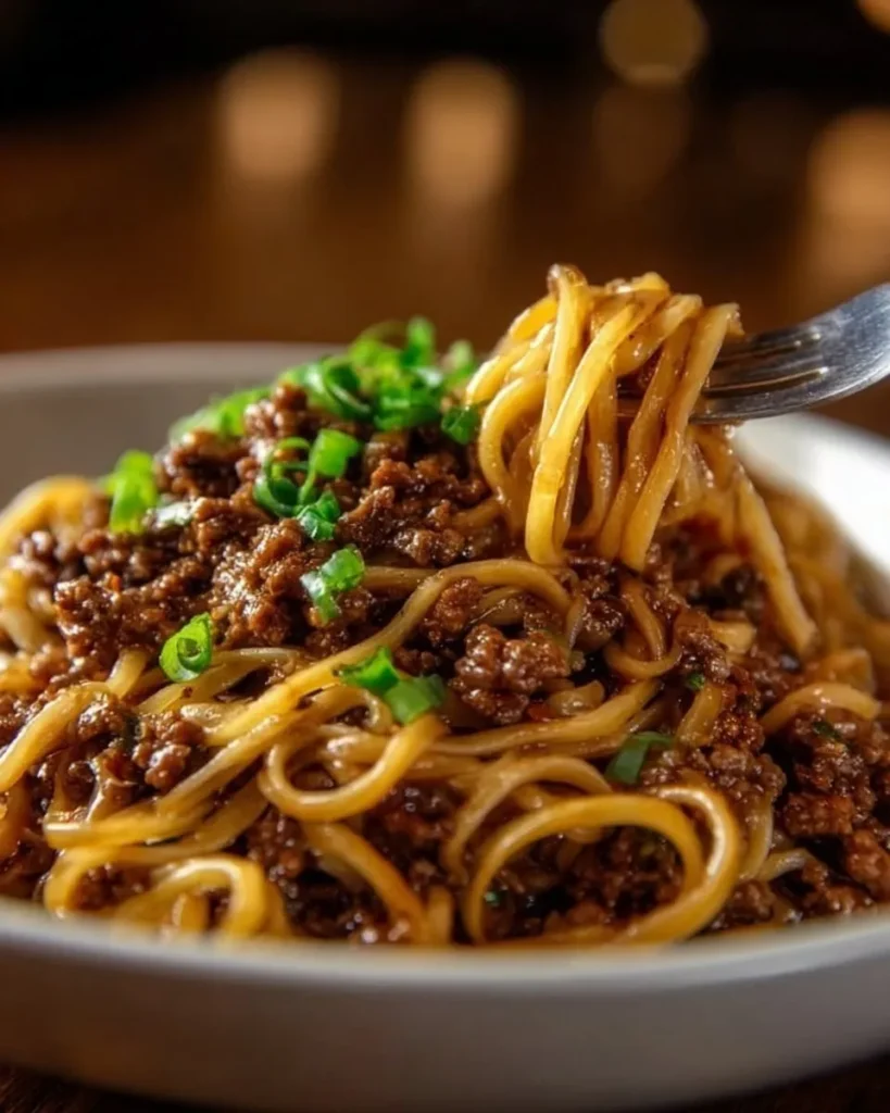easy Mongolian Ground Beef Noodles