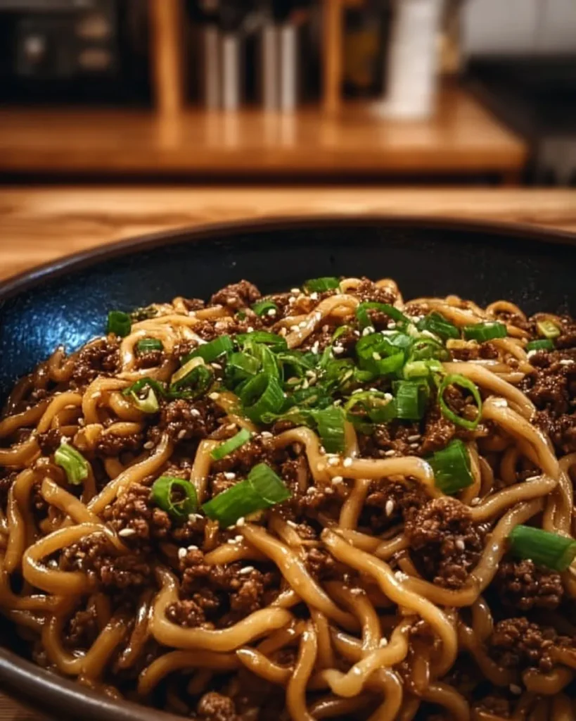 Mongolian Ground Beef Noodles