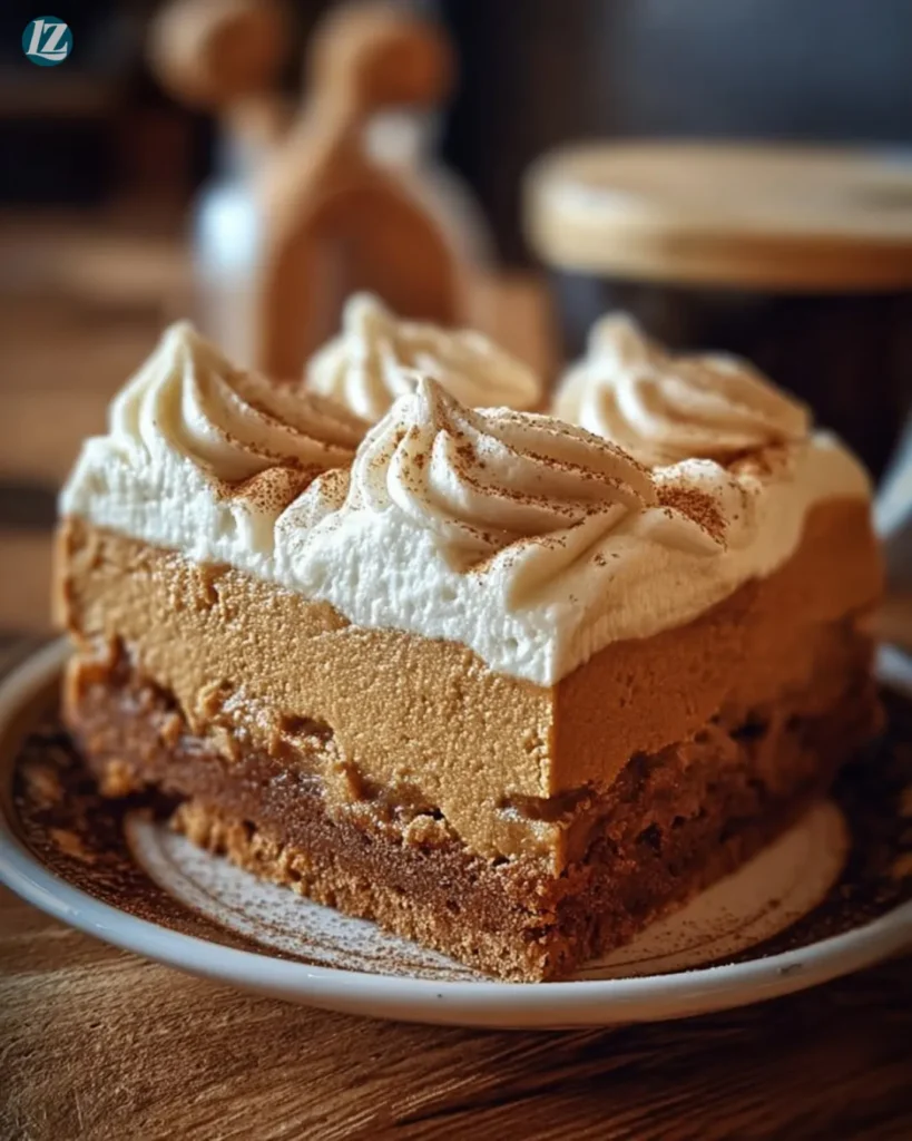 Delicious pumpkin spice gooey cake with cream cheese frosting
