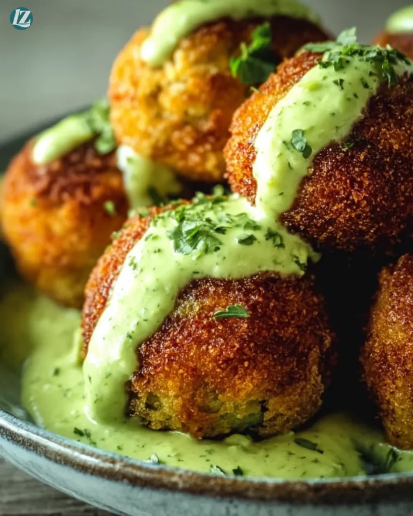 Salmon Balls with Creamy Avocado Sauce