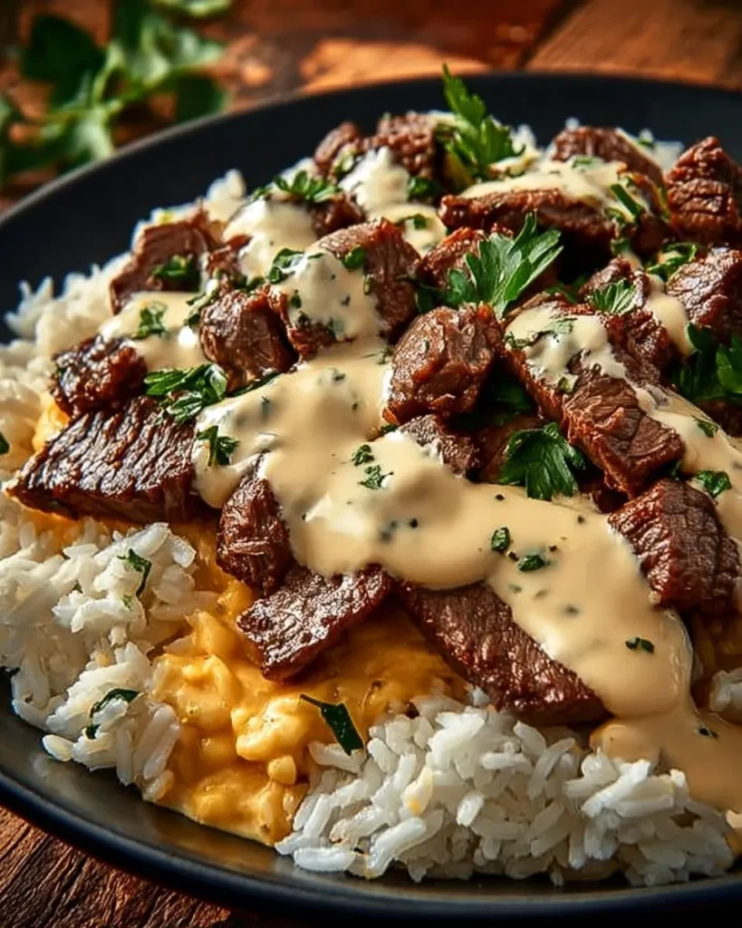 easy Steak and Queso Rice