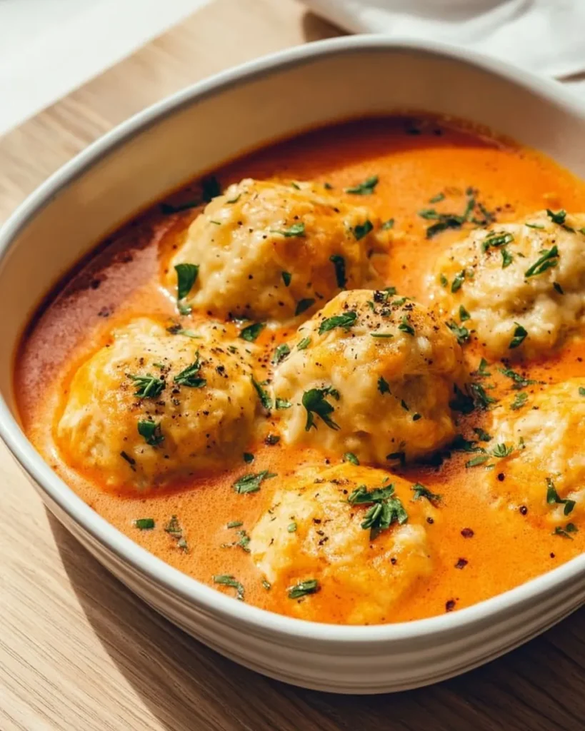 easy Tomato Soup with Cheddar Bay Dumplings
