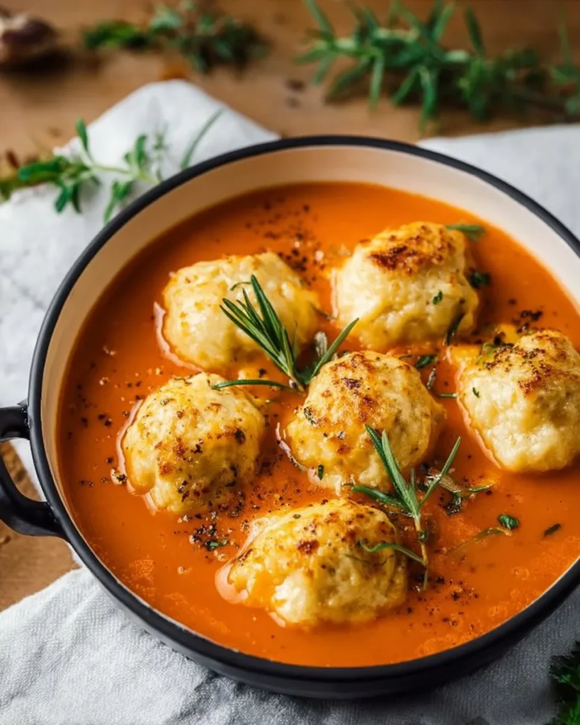 Tomato Soup with Cheddar Bay Dumplings