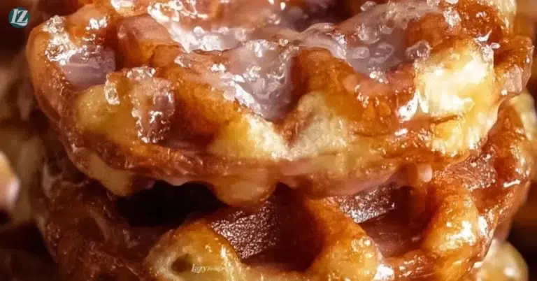 Delicious Apple Fritter Waffle Donuts with a crispy glaze and apple chunks