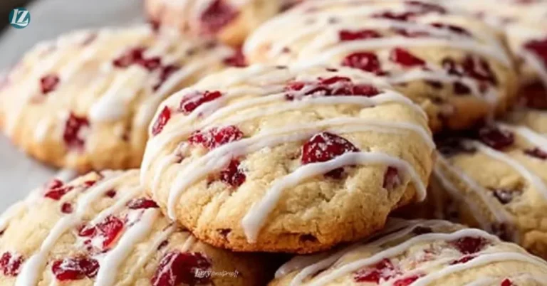 Plate of Christmas cranberry orange cookies on a festive table