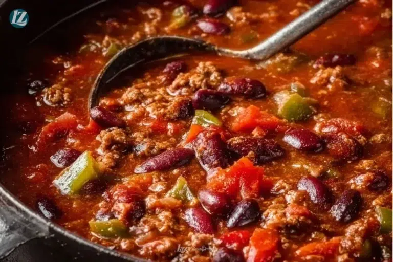 Bowl of best old fashioned chili topped with cheese and herbs