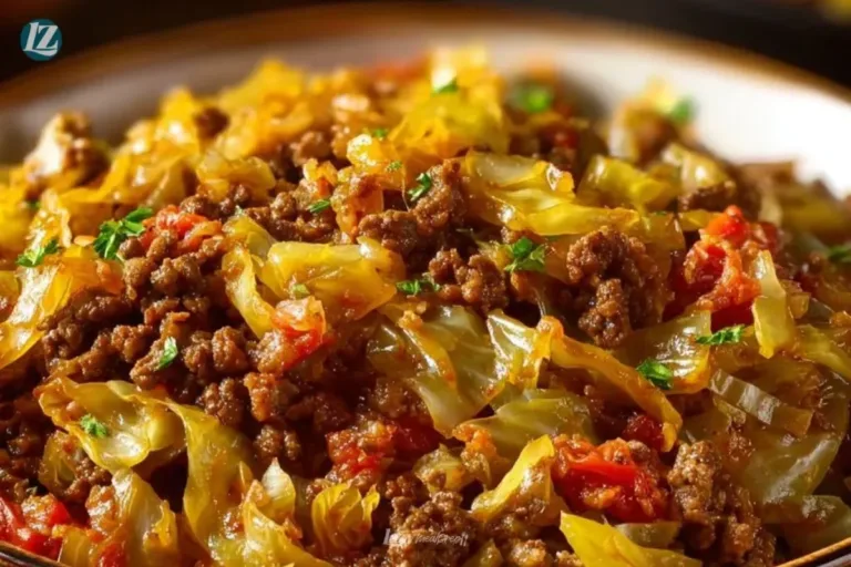Delicious cabbage and ground beef dish served on a plate