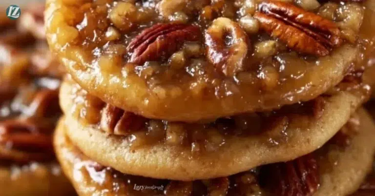 Chewy pecan pie cookies with caramelized filling, delicious dessert
