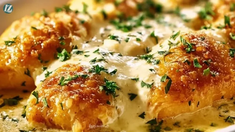 Delicious Chicken Pillows with Creamy Parmesan Sauce on a plate