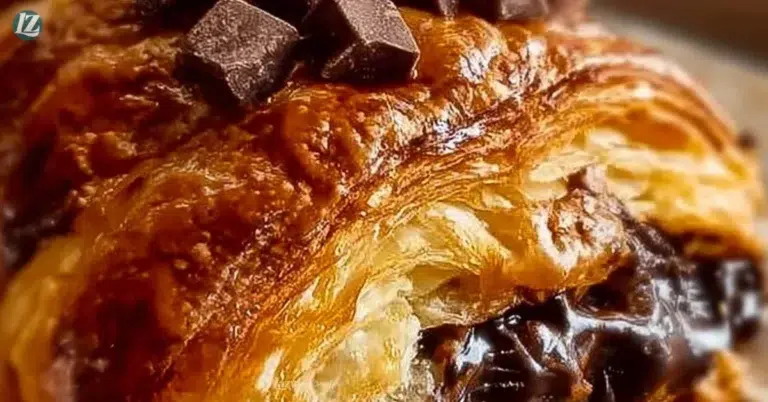 Delicious chocolate croissant breakfast bake with melted chocolate and flaky pastry