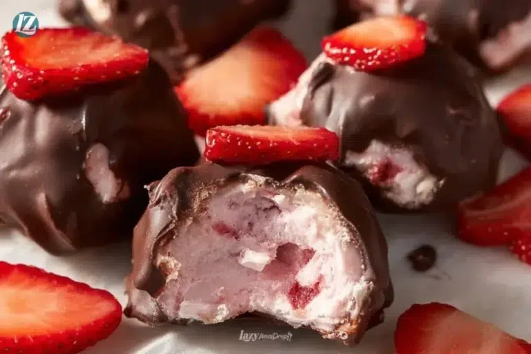 Chocolate strawberry yogurt clusters ready to enjoy as a delicious snack