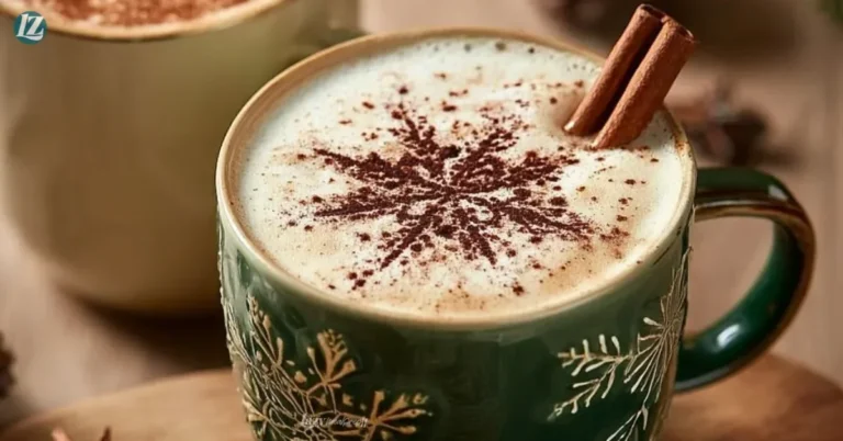 Delicious Christmas Chai Latte topped with spices and whipped cream.
