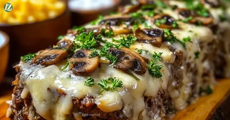 Delicious Philly Cheesesteak Meatloaf served with cheese and peppers