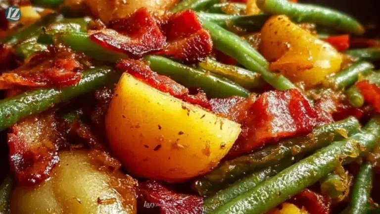 Bowl of Country Ranch Green Beans and Potatoes with Bacon dish